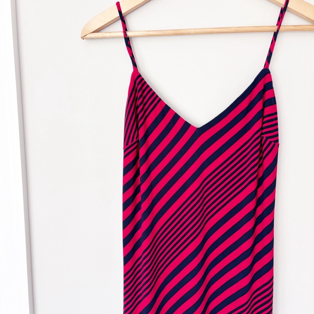 RALPH LAUREN red and blue striped maxi dress sz. L - Picture 3 of 5